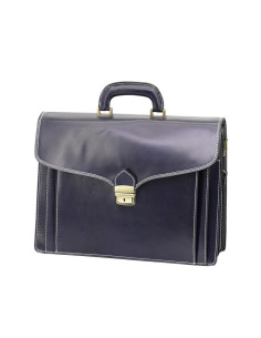 Servieta Piele Naturala Office New bleumarin