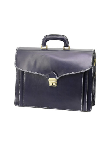 Servieta Piele Naturala Office New bleumarin