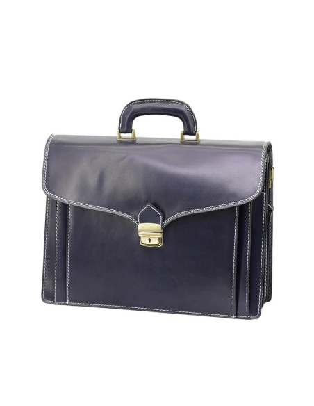 Servieta Piele Naturala Office New bleumarin